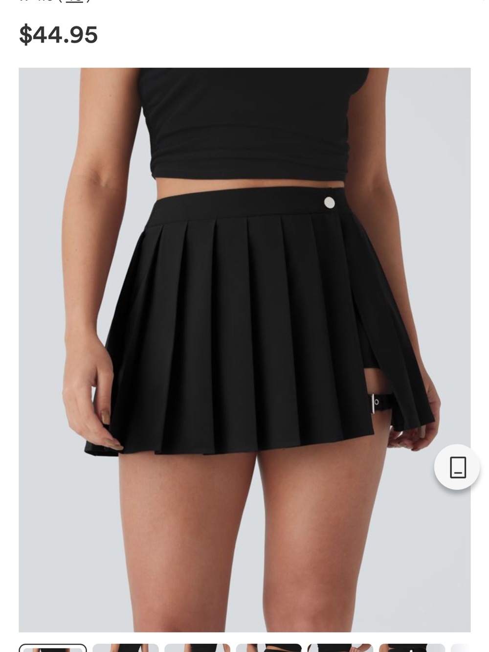 HALARA Black Pleated Mini Skirt with Side Buckle Accent